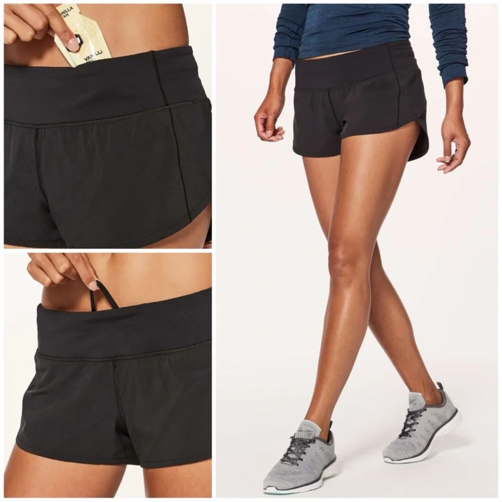 lululemon athletica Black Women's Athletic Overlay Shorts - Picture 2 of 8